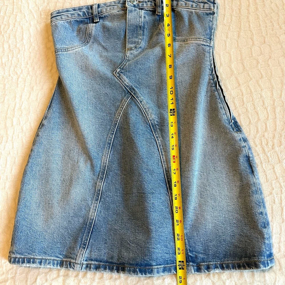 Zara Light Blue Strapless Denim Mini Dress - Picture 8 of 11